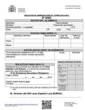 Completable En L Nea Educacion Gob Solicitud De Admisin Para El Curso