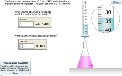 Solved Reset The Flask Shown Here Contains 10 0 ML Of HCl Chegg