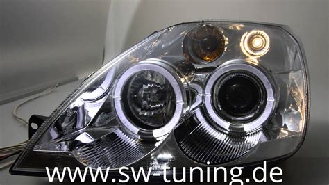 Angel Eye Scheinwerfer für Ford Fiesta Mk6 JH chrome SW tuning YouTube