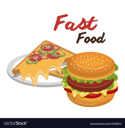 Burger pizza fast food design isolated Royalty Free Vector