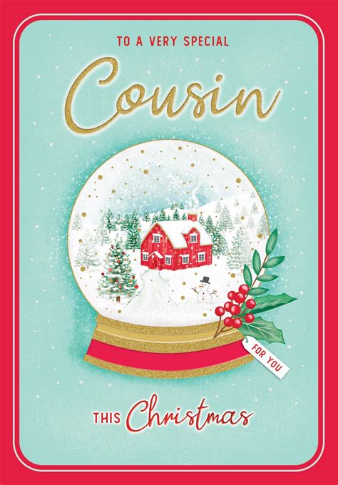 Piccadilly Greetings Traditional Christmas Card Cousin 7 X 5 Inches