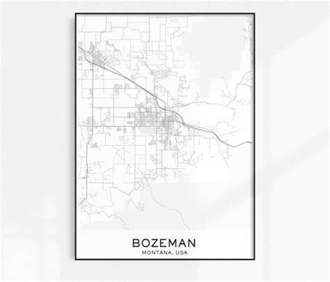 Bozeman Map Print City Map Prints Bozeman Map City Maps | Etsy