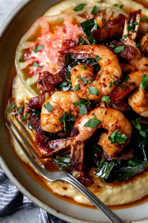 Cajun Shrimp and Grits with Bacon Braised Collard Greens | Recipe ...