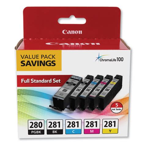 Canon® PGI-280/CLI-281 Ink Cartridge, Pigment Black, Black, Cyan ...