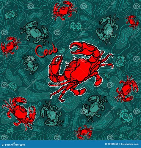 Seamless Pattern Of Crab 1 Stock Vector Illustration Of Food 48985855