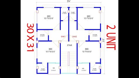 30 X 31 Feet 2 Unit House Plan । 900 Sqft Area Building দের কাঠা জায়গায় 2 Unit বাড়ির প্লান