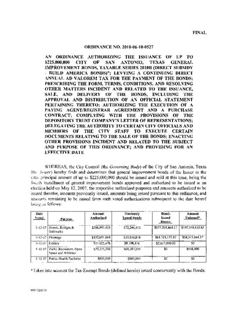 Fillable Online Fillable Online AN ORDINANCE AUTHORIZING THE ISSUANCE