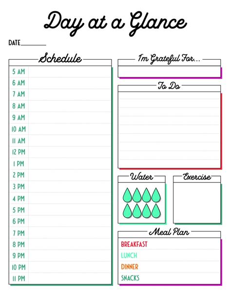 Month At A Glance Day At A Glance Printable Daily Schedule Daily To