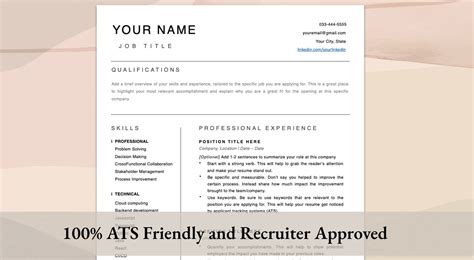 Ats Approved Resume Template Written By Google Recruiter Professional