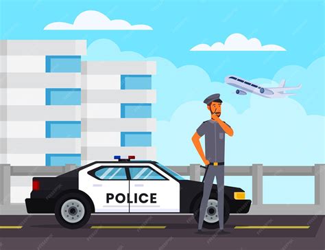 Premium Vector | Vector illustration of police patrolling the street