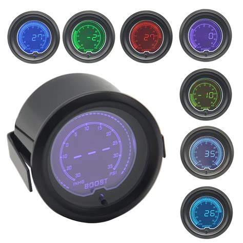 Mm Color Backlight Car Digital Auto Turbo Boost Gauge In Hg