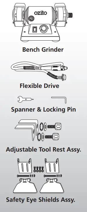 Ozito BGRT 121 120W 75mm Bench Grinder And Flexible Drive Instruction