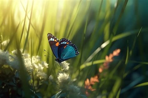 Premium AI Image Butterfly On A Meadow Generative AI