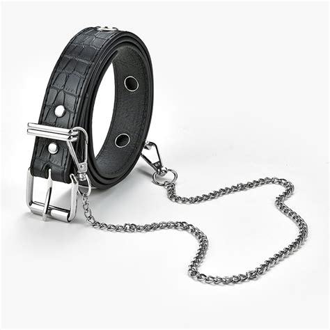 Grommet Leather Belt With Detachable Chain Women Men Punk Rock Waist