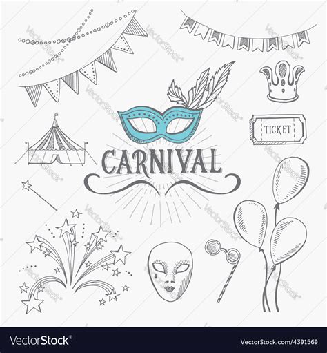 Carnival Icons Sketch Design Royalty Free Vector Image