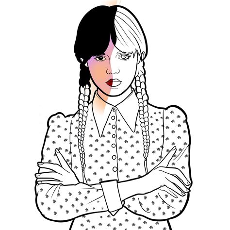 Wednesday Addams Coloring Page Busy Shark