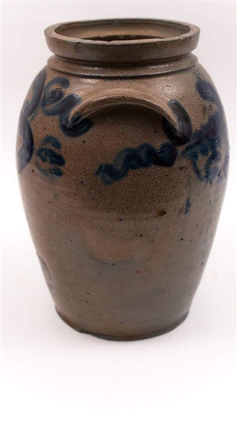 Baltimore Antique Cobalt Decorated Salt Glazed Stoneware Crock