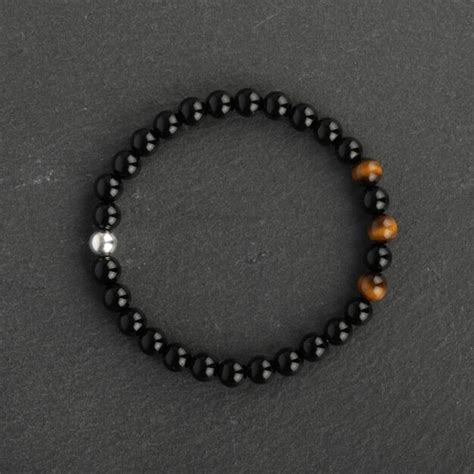 Adventure For Men Tiger Eye Black Onyx Sterling Silver Bracelet