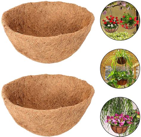 Zeedix 2pcs 10inch Coconut Liners Coco Coir Hanging Basket Liners 100 Natural Coco Fiber Liners