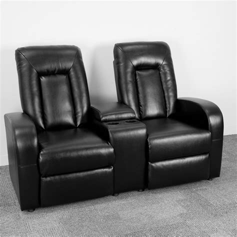 Eclipse Series 2 Seat Reclining Black Leather Soft Theater Seating Uni