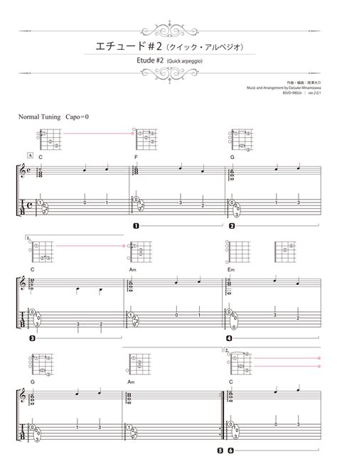 Daisuke Minamizawa Etude 2 Quick Arpeggio Solo Guitar Tab 1staff Sheet