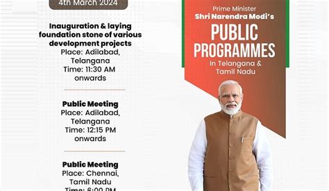 Pm To Visit Telangana Tamil Nadu Odisha West Bengal And Bihar On