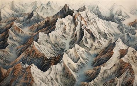 Premium AI Image | a drawing of a mountain painted with color