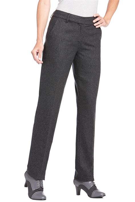 Fully Lined Straight Leg Wool Pants Classic Womens Clothing From