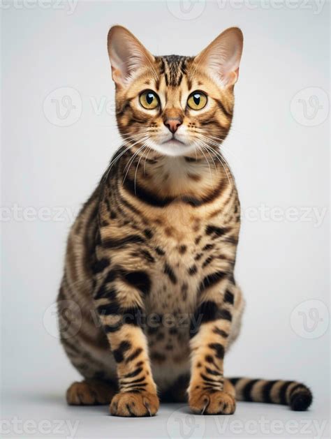 Bengal Cat On White Background Looking At Camera Studio Shot 25530295