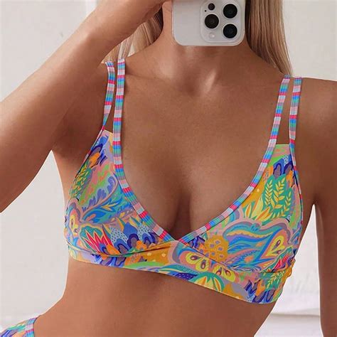 Generic Swimsuit 2025 New Print Double Shoulder Strap Sexy Bikini Beach Hot Spring Swimsuit