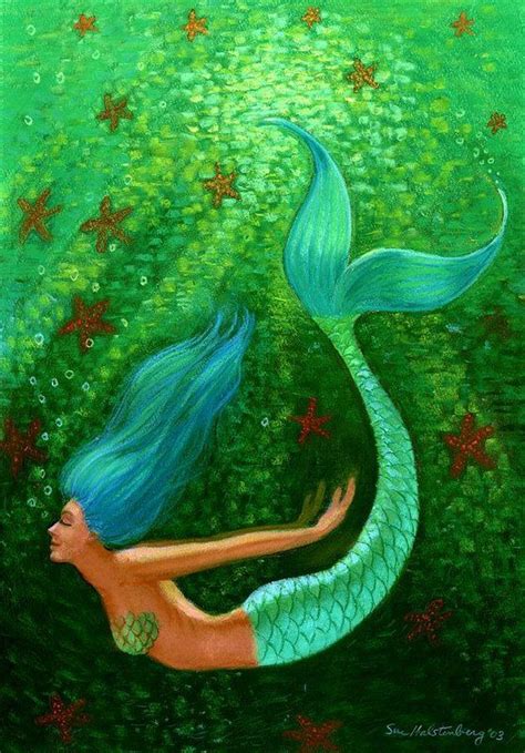 Mermaid Canvas Mermaid Wall Art Mermaid Fairy Mermaid Drawings