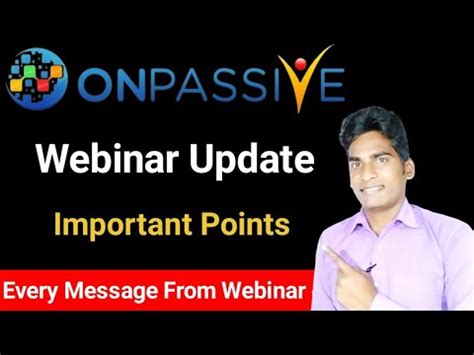 Onpassive Important Update By Dr Michael Williams Youtube