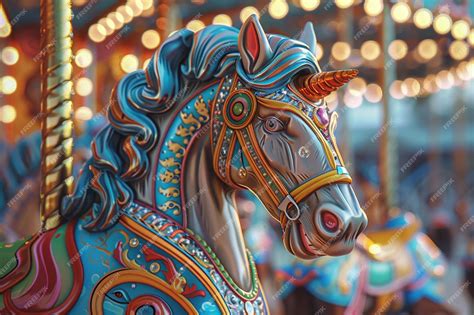 Premium Photo Whimsical Carousel Rides With Brightly Painted Ani