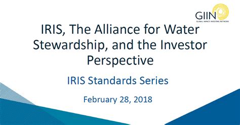 IRIS Standards Series Webinar With The Alliance For Water Stewardship