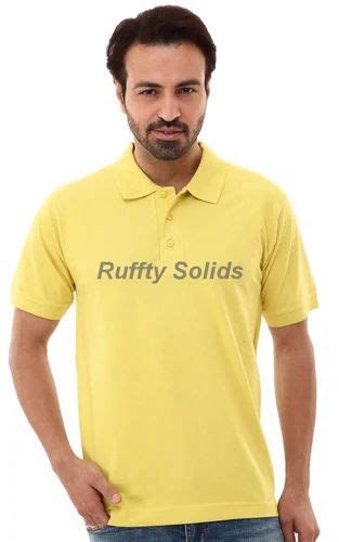 Polo Ruffty Solids Yellow T Shirt Half Sleeves Plain At Rs 340 Pack