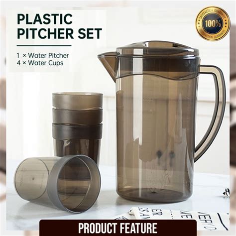 2000ml Plastic Pitcher With 4 Cups Large Pitsel Pitcher With Fiberglass