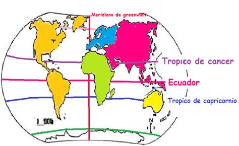 Mapamundi con lineas imaginarias - Imagui