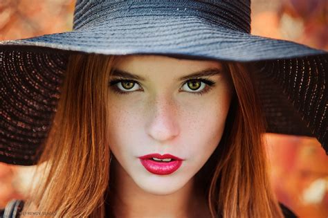 Redhead Blurred Looking At Viewer Women Scarf Blue Eyes Freckles