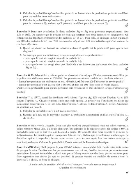 SOLUTION 8 Exercices Solutions En Probabilit S Studypool