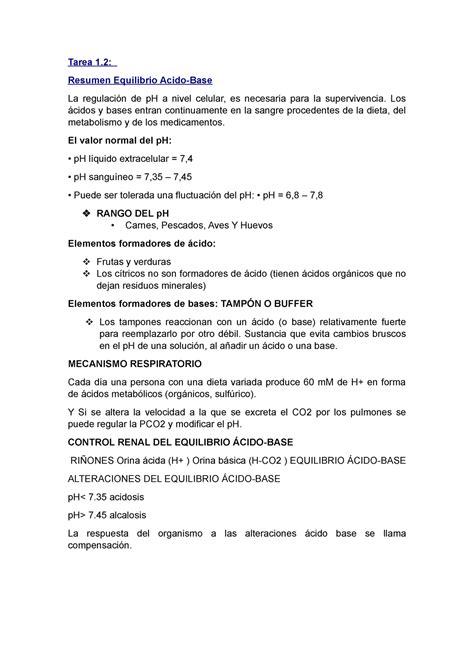 Resumen Equilibrio Acido Base Los ácidos y bases entran continuamente