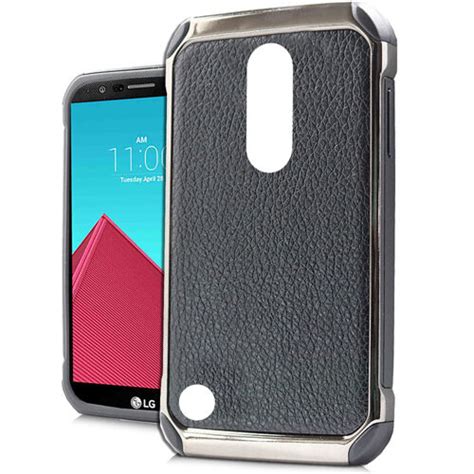 For Lg Aristo Lv Ms Leather Chrome Hybrid Premium Armor Phone