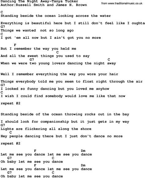 Country Music:Dancing The Night Away-Tanya Tucker Lyrics and Chords