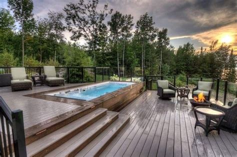 Muskoka Swim Spa And Deck Rustic Backyard Spa Swim Spa