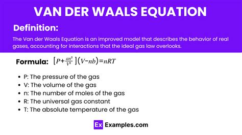 Van Der Waals Equation - Examples, Definition, Limitations, FAQ'S