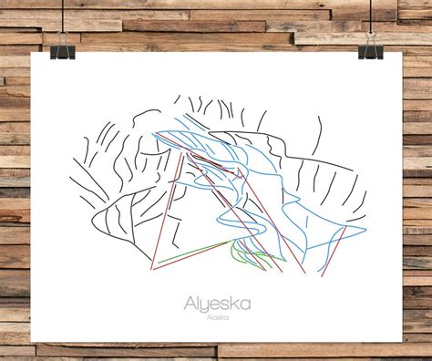 Alyeska Map Alaska Ak Ski Snowboard Trail Map Art Print - Etsy