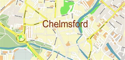 Chelmsford UK Map Vector City Plan High Detailed Street Map editable ...