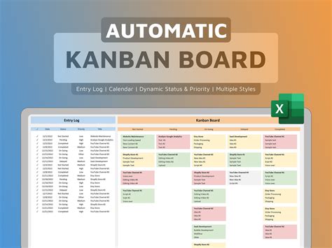 Kanban Board Excel Template Task Tracker Project Management Gantt Chart