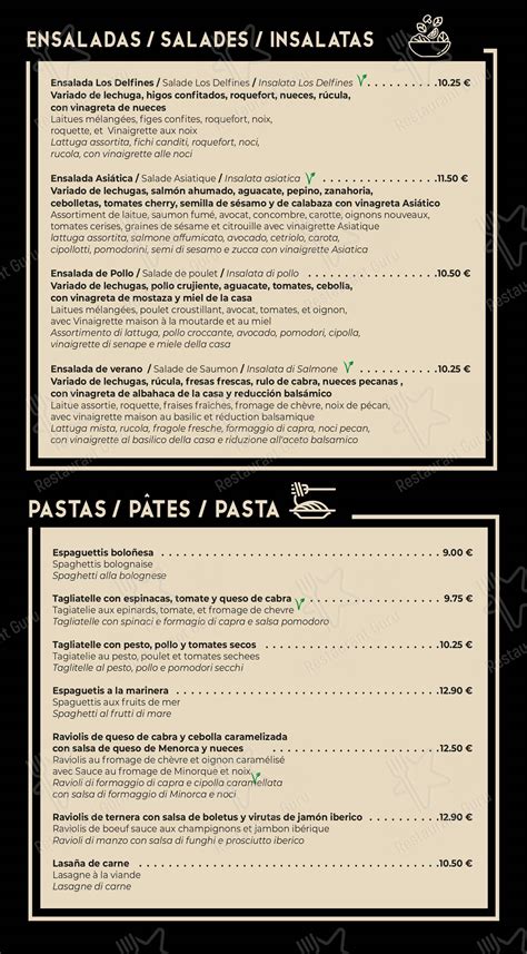 Carta De Restaurante Los Delfines Ciudad De M Xico Calzada De La Viga