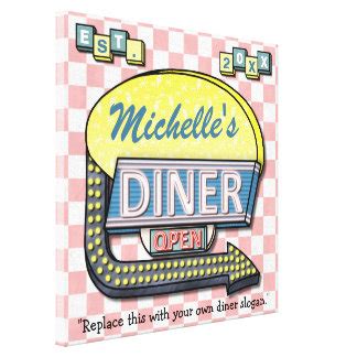 Create Your Own Custom Retro 50 S Diner Sign Stretched Canvas Prints