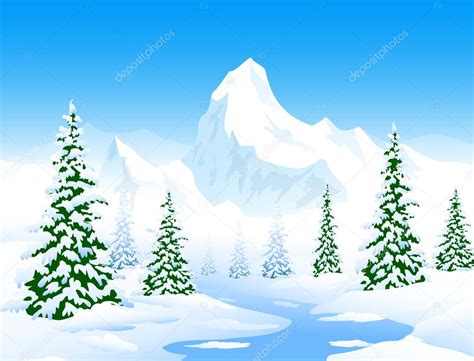 Winter Mountain Winter Landscape Stock Vector Samillustration